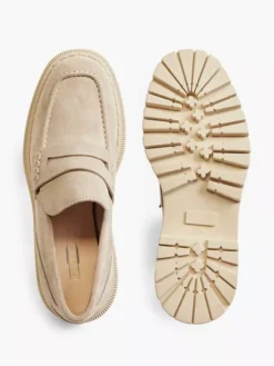 Beige Leren Chunky Loafer -Schoenen Verkoop 2153212 H3