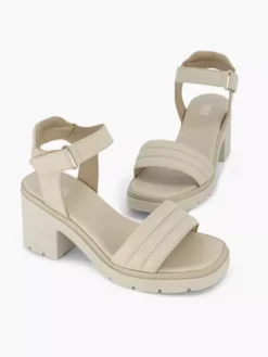 Beige Leren Chunky Sandalette -Schoenen Verkoop 2180766 H5